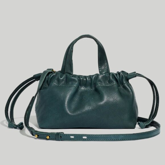 Like New! Madewell The Piazza Leather Mini Crossbody Bag in Dark Palm Green - Picture 1 of 9